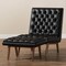 Baxton Studio Annetha Black Upholstered Walnut Finished Wood Chair And Ottoman Set 144-7933-7934 - alternate 3